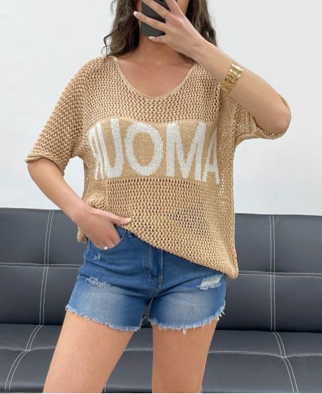 PULL TRICOT AMOUR LUREX PE0166 CAMEL