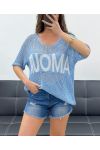 LOVE SWETER Z DZIANINY LUREX PE0166 SKY BLUE