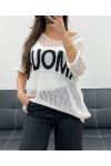 PULL TRICOT AMOUR LUREX PE0166 BLANC