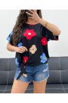BLOEMEN STROPDAS TOP PE973 ZWART