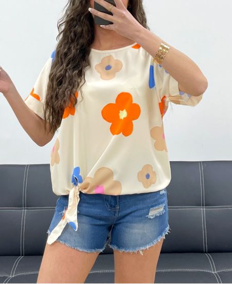 TEIGE PE973 TOP MIT BLUMENKRAWATTE