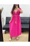 LANGES KLEID + KRAWATTE PE2207 FUSHIA