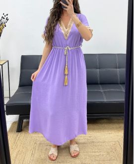 LANGES KLEID + KRAWATTE SS2207 LILA