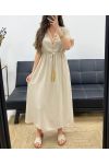 LANGES KLEID + KRAWATTE PE2207 BEIGE