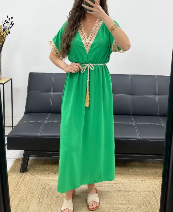 LANGES KLEID + GLIED PE2207 GRÜN