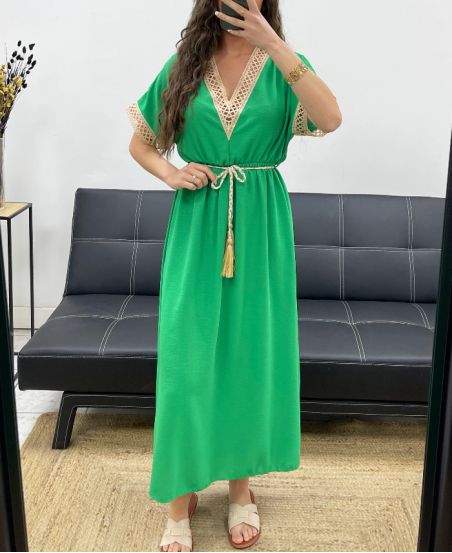 LANGES KLEID + GLIED PE2207 GRÜN