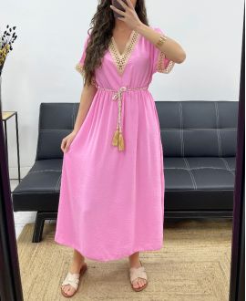 LANGES KLEID + KRAWATTE PE2207 ROSA