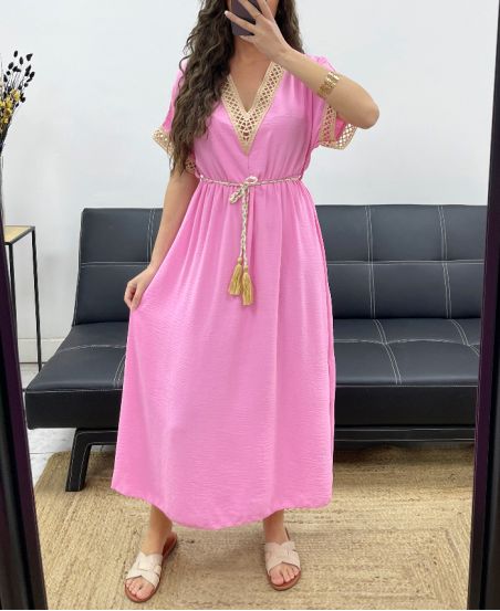 LANGES KLEID + KRAWATTE PE2207 ROSA