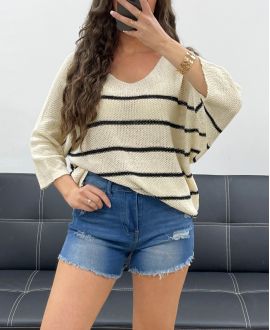 PULL A RAYURES PE1370 NOIR