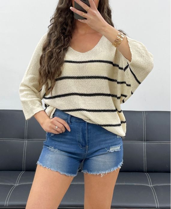 PULL A RAYURES PE1370 NOIR