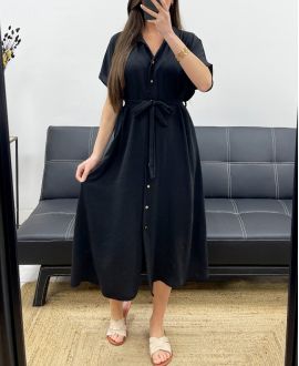 ROBE A BOUTONS PE304 NOIR