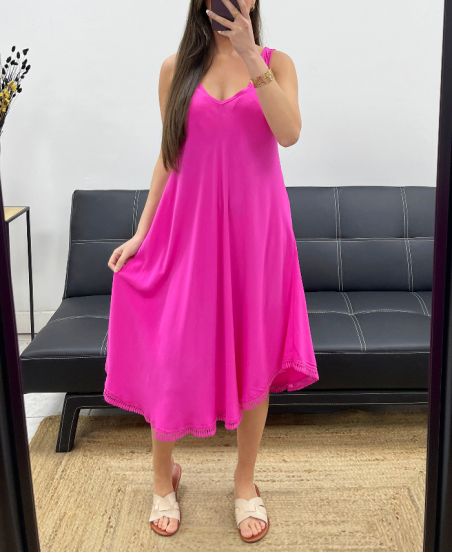 ABITO SVASATO FONDO PIZZO PE1182 FUCSIA