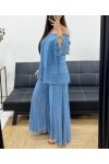 "BOHEMIAN COLLECTION" KORONKOWE SPODNIE Z PODSZEWKĄ PE2273 NIEBIESKIE