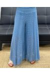 "COLLECTION BOHEME" PANTALON DENTELLE DOUBLé PE2273 BLEU