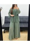 "BOHEMIAN COLLECTION" SPODNIE KORONKOWE Z PODSZEWKĄ PE2273 KAKI