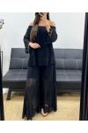 "BOHEMIAN COLLECTION" KANTEN BROEK GEVOERD PE2273 ZWART