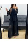 "BOHEMIAN COLLECTION" KANTEN BROEK GEVOERD PE2273 ZWART
