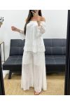 KORONKOWE SPODNIE "BOHEMIAN COLLECTION" DOUBLé PE2273 BIAŁE