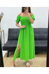 ROBE LONGUE ELASTIQUée FENTE PE2191 VERT LEMON