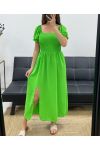 ROBE LONGUE ELASTIQUée FENTE PE2191 VERT LEMON