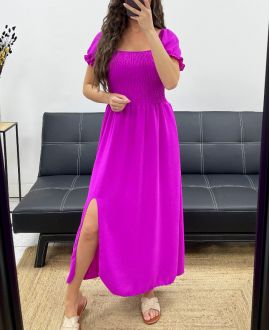 LANGES ELASTISCHES KLEID MIT SCHLITZ PE2191 LILA