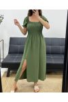 LONG ELASTICATED DRESS SLIT PE2191 KAKI