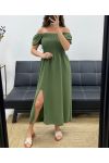 LONG ELASTICATED DRESS SLIT PE2191 KAKI