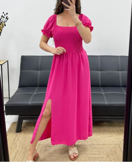 SUKIENKA MAXI Z ELASTYCZNYM ROZCIĘCIEM PE2191 FUSHIA