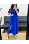 ABITO LUNGO ELASTICIZZATO SPACCO PE2191 BLU ROYAL