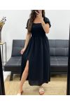 ROBE LONGUE ELASTIQUée FENTE PE2191 NOIR