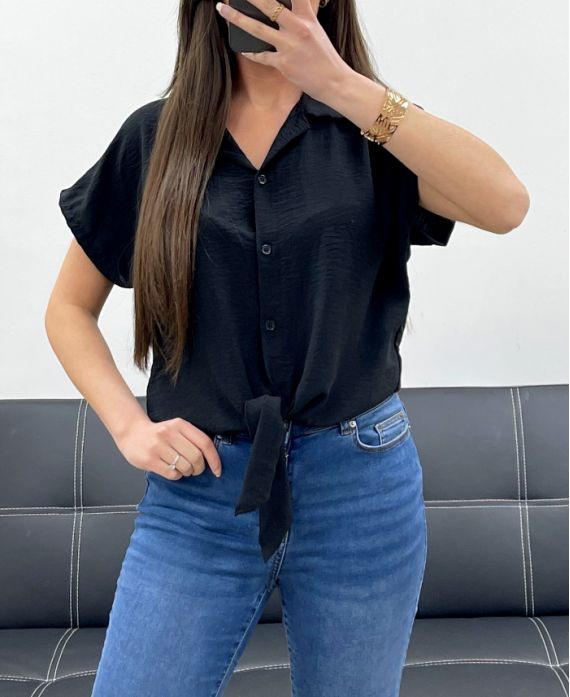 PE776 KRAWATTENBLUSE SCHWARZ