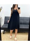 FLIESSENDES KLEID MIT SPITZENRÜCKEN PE1632 SCHWARZ