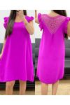 KLEID MIT FLIESSENDEM SPITZENRÜCKEN PE1632 LILA