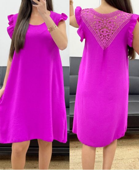 KLEID MIT FLIESSENDEM SPITZENRÜCKEN PE1632 LILA