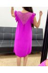 KLEID MIT FLIESSENDEM SPITZENRÜCKEN PE1632 LILA