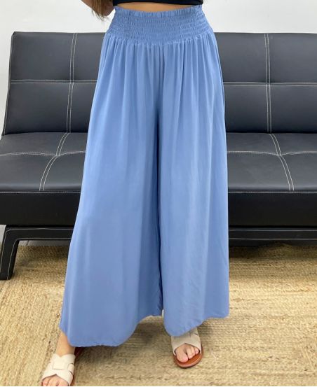 LOOSE FLOWING TROUSERS WITH WIDE ELASTIC PE1675 BLUE JEANS
