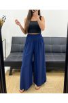 PANTALÓN HOLGADO FLUIDO CON ELÁSTICO ANCHO PE1675 AZUL MARINO