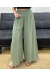 LOOSE FLOWING TROUSERS WITH WIDE ELASTIC PE1675 KHAKI
