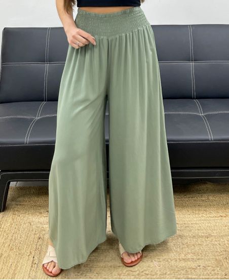 PANTALONE AMPIO E FLUIDO CON ELASTICO LARGO PE1675 KHAKI