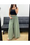 LOOSE FLOWING TROUSERS WITH WIDE ELASTIC PE1675 KHAKI