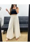 LOOSE FLOWING TROUSERS WITH WIDE ELASTIC PE1675 BEIGE