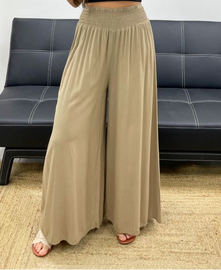 LOCKER FLIESSENDE HOSE MIT BREITEM GUMMIZUG PE1675 TAUPE
