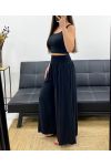 PANTALONE AMPIO E FLUIDO CON ELASTICO LARGO PE1675 NERO