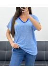 CAMISETA CORAZÓN DE TELA JASPEADA PÉ1681 AZUL REAL