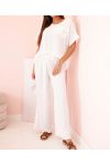 SET SCIOLTO JEWEL FLOWER TOP + PANTALONE PE2173 BIANCO