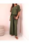 SET SCIOLTO GIOIELLO FIORE TOP + PANTALONI PE2173 KHAKI