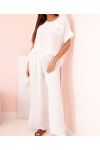 SET SCIOLTO JEWEL FLOWER TOP + PANTALONE PE2173 BIANCO