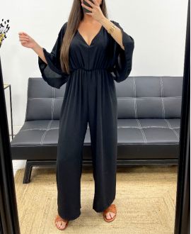 COMBINAISON PANTALON LARGE DOS A NOUER PE2177 NOIR