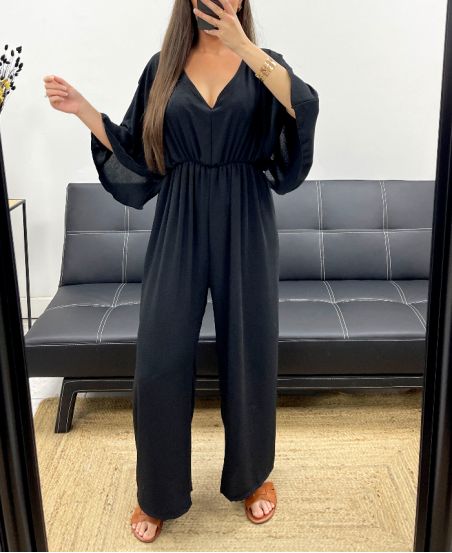 COMBINAISON PANTALON LARGE DOS A NOUER PE2177 NOIR
