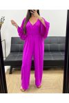 TIE-ON WIDE BACK JUMPSUIT PE2177 PURPLE